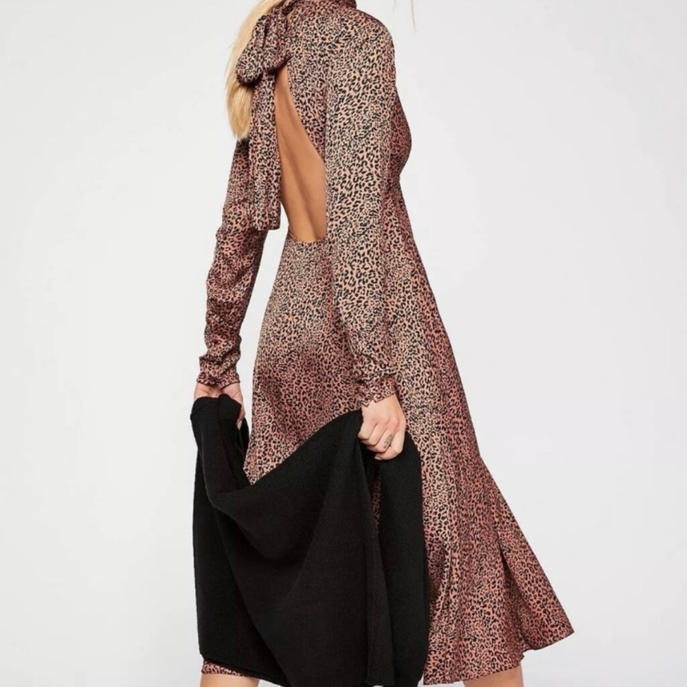 Free People Loveless Dress Boho Leopard Print